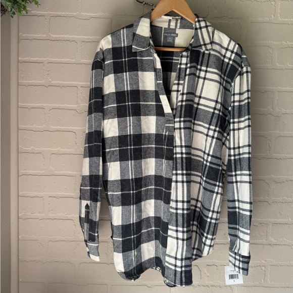 Falls Creek flannel tunic popover XL soft cream gray long sleeve NEW - Picture 1 of 6